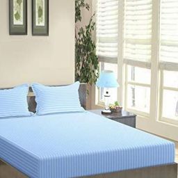 Trance Home Linen Striped Cotton 200 TC King Bedsheet with 2 Pillow Covers 1.98m x 1.83m-image-12