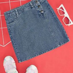 Pantaloons Junior Kids Medium Blue Cotton Regular Fit Skirt-image-79