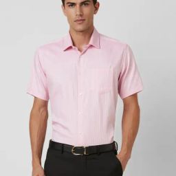 Van Heusen Pink Cotton Regular Fit Striped Shirt-picture-0