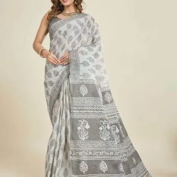 SHANVIKA Off White & Grey Printed Cotton Sarees-image-70