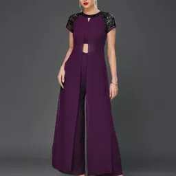 Miss Chase Purple Embellished Jumpsuit-image-83