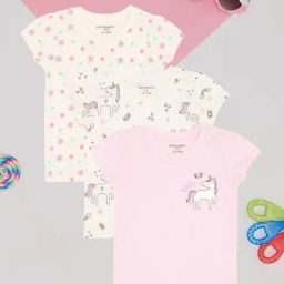 Pantaloons Baby Girls Multicoloured T-Shirts- Pack of 3-image-90