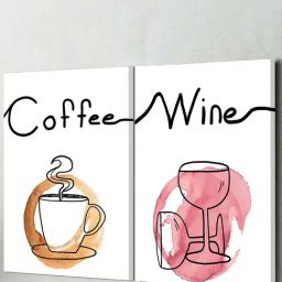 Art Street Multicolor Cotton Canvas Coffee With Wine Cups Modern Art Painting - Set of 2-image-28