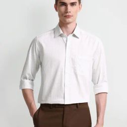 Arrow Beige Cotton Slim Fit Printed Shirt-image-93