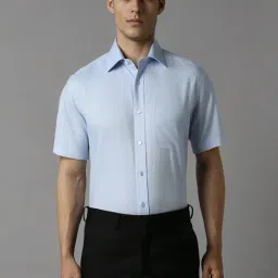 Louis Philippe Blue Cotton Regular Fit Self Pattern Shirt-picture-14