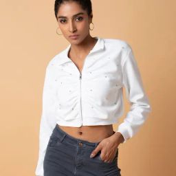 SHOWOFF White Embellished Crop Sweatshirt-picture-21