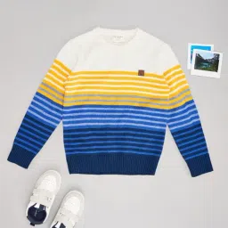 Pantaloons Junior Boys White Acrylic Striped Sweater-image-86