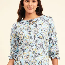 NEESH Floral Print Puff Sleeve Styled Back Top-image-19