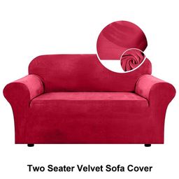Cortina RedVelvet DoubleSeaterSofa Cover With Arms-image-59