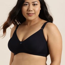 Sztori Plus Size Navy Blue Solid Non-Wired Non Padded Everyday Bra SZ-BRA-708E-picture-13