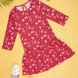 YU by Pantaloons Kids Red Floral Print Dress-image-73