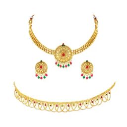 Peora Combo of Golden Necklace Set with Waist Belt for Women-23