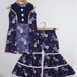 The Magic Wand Kids Navy Cotton Printed Kurta Set-picture-18