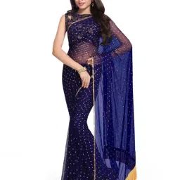 Tikhi Imli Blue Embellished Saree with Unstitched Blouse-picture-47