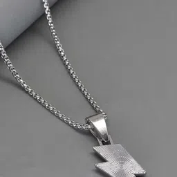 VAGHBHATT Silver-Plated Stones-Studded Lightning Thunder Flash Charm With Chain image 5