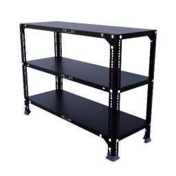 Menage 24x33x12 Inch 3 Shelf 24 Gauge Metal Black Slotted Angle Rack-image-94