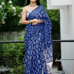 Munir Ethnic Motifs Pure Cotton Bagru Saree-10