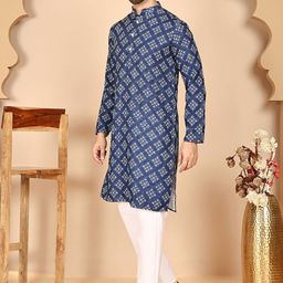 Anouk Rustic Men Printed Regular Sequinned Kurta with Pyjamas image 3