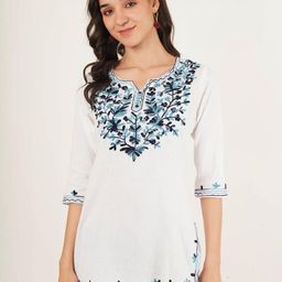 Pure Cotton Embroidered Kashmiri Short Kurta-image-92