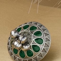 Priyaasi Silver-Plated Artificial Stones and Beads Studded & Beaded Oxidized Finger Ring-picture-1