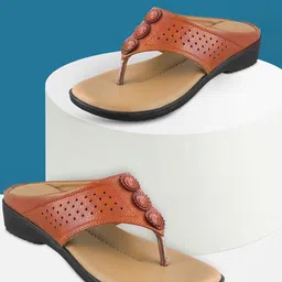 HUNYZA FOOTWEAR Women Solid Casual T-Strap Flats with Laser Cuts-image-70