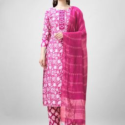 APNISHA Women Floral Printed Regular Kurta with Trousers & With Dupatta-picture-58