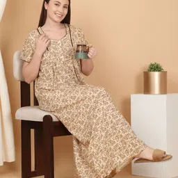 Sweet Dreams Women Printed Pure Cotton Maxi Nightdress-picture-17
