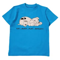Snowflakes Half Sleeves Dog Printed Tee  - Sky Blue-picture-21