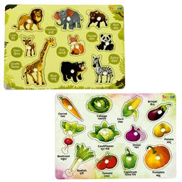TodFod Wooden Wild Animal  & Vegetable 2 Puzzles Multicolour - 21 Pieces-20
