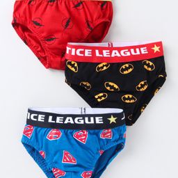 Bodycare Cotton Knit Briefs Text Superman & Batman Print Pack of 3 - Red Blue & Black-image-64