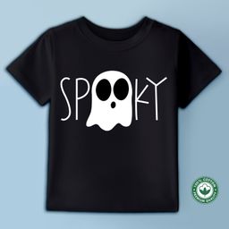 BLUSHES Halloween Theme 100% Cotton Half Sleeves Spoky Text Printed Tee - Black-image-56