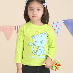 Polka Tots Cotton Full Sleeves I M Queen Text Printed Tee - Green-picture-48