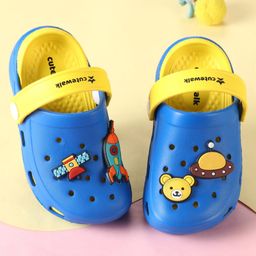 Cute Walk by Babyhug Clogs with Backstrap & Space Theme Applique - Blue-picture-0