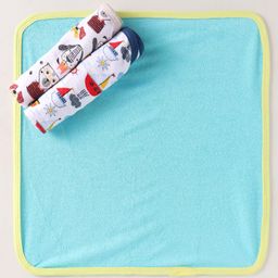 OHMS Terry Knit Towel & Wrappers with Animal & Nautical Theme Print L 41 x B 39 cm Pack of 3 - Multicolor-image-3