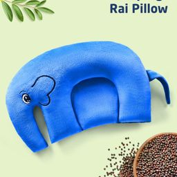 Zoe Velvet Head Shaping Rai (Mustard Seeds) Pillow Elephant Shape - Blue-image-92