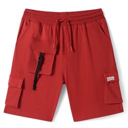 Pine Kids Looper Knit Knee Length Shorts with Text Print - Red-image-106