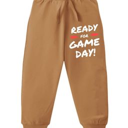 KAVEE Pure Cotton Terry Biowashed Ready For Game Day Text Printed Joggers- Brown-picture-19