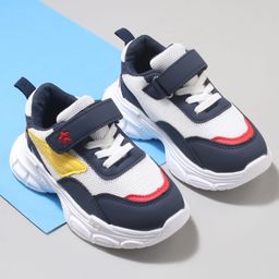 Cute Walk by Babyhug Velcro Closure Sneaker with Tape Detailing - Yellow & Navy Blue-image-26