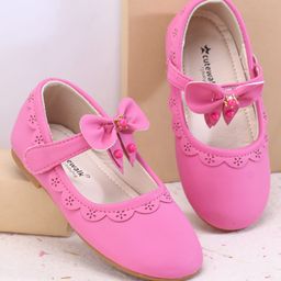 Cute Walk by Babyhug Velcro Closure Ballerina with Bow Applique - Fuchsia-image-58