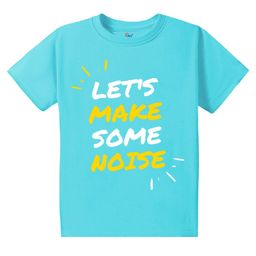 KAVEE Pure Cotton Half Sleeves Lets Make Some Noise Text Printed Bio Washed Tee - Sky Blue-picture-9
