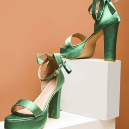 Try Me Colourblocked Suede Party Block Gladiators with Tassels image 1