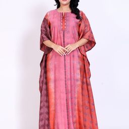 SILK N STYLES Needle Shibor Dyeing Kaftan Nightdress-image-20