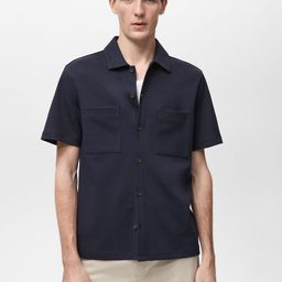 MANGO MAN Patch Pocketed Casual Shirt-image-97