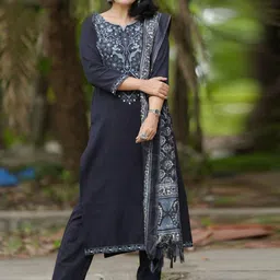 SRILICA Women Floral Embroidered Regular Kurta with Trousers & Dupatta-picture-43
