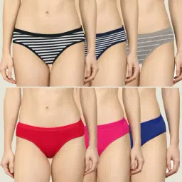 AROUSY Red & White Striped Hipster Panties - Pack Of 6-image-44