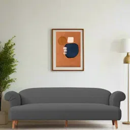 Febonic Stone Grey Neem Wood Barber 3 Seater Sofa-image-23