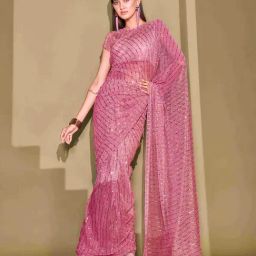 Tikhi Imli Pink Embellished Ready To Wear Saree with Unstitched Blouse-image-42