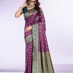 RICH & ROMAN Woven Design Zari Pure Silk Traditional Banarasi Saree-image-19