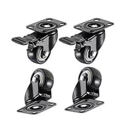 Implemental 4 Pcs Black Furniture Caster Wheels with 360˚ Top Plate 2 inch for Home & Office (Set of 2)-9
