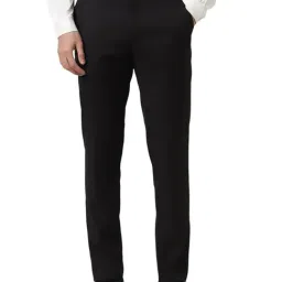 Peter England Black Slim fit Solid Trousers-picture-37